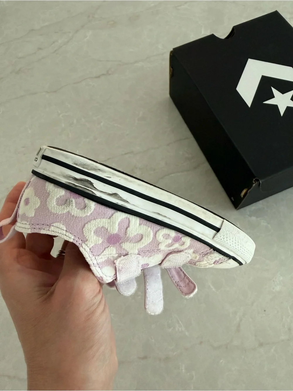 Converse Kids Pink Patterned Velcro Sneakers